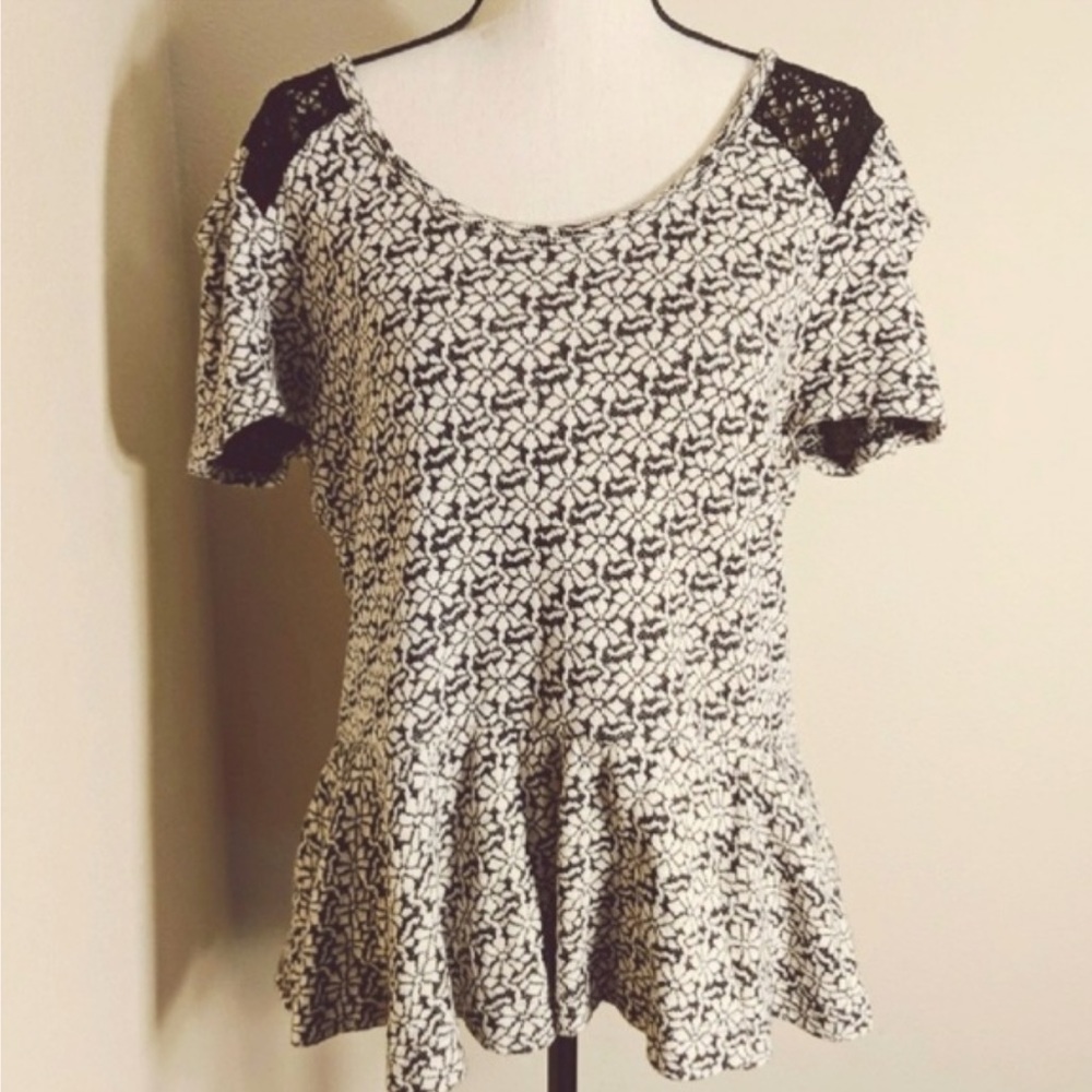 Anthro Knitted & Knotted Peplum Blouse XL